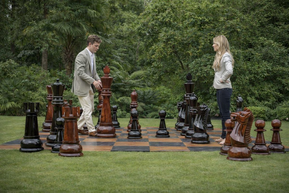 Thumbnail for A Game of Grandeur: Teakwood Chess Amid Lush Serenity