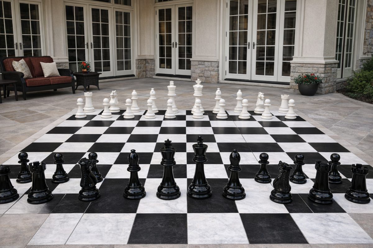 Thumbnail for A Grand Game of Elegance: Teakwood Chess on the Patio