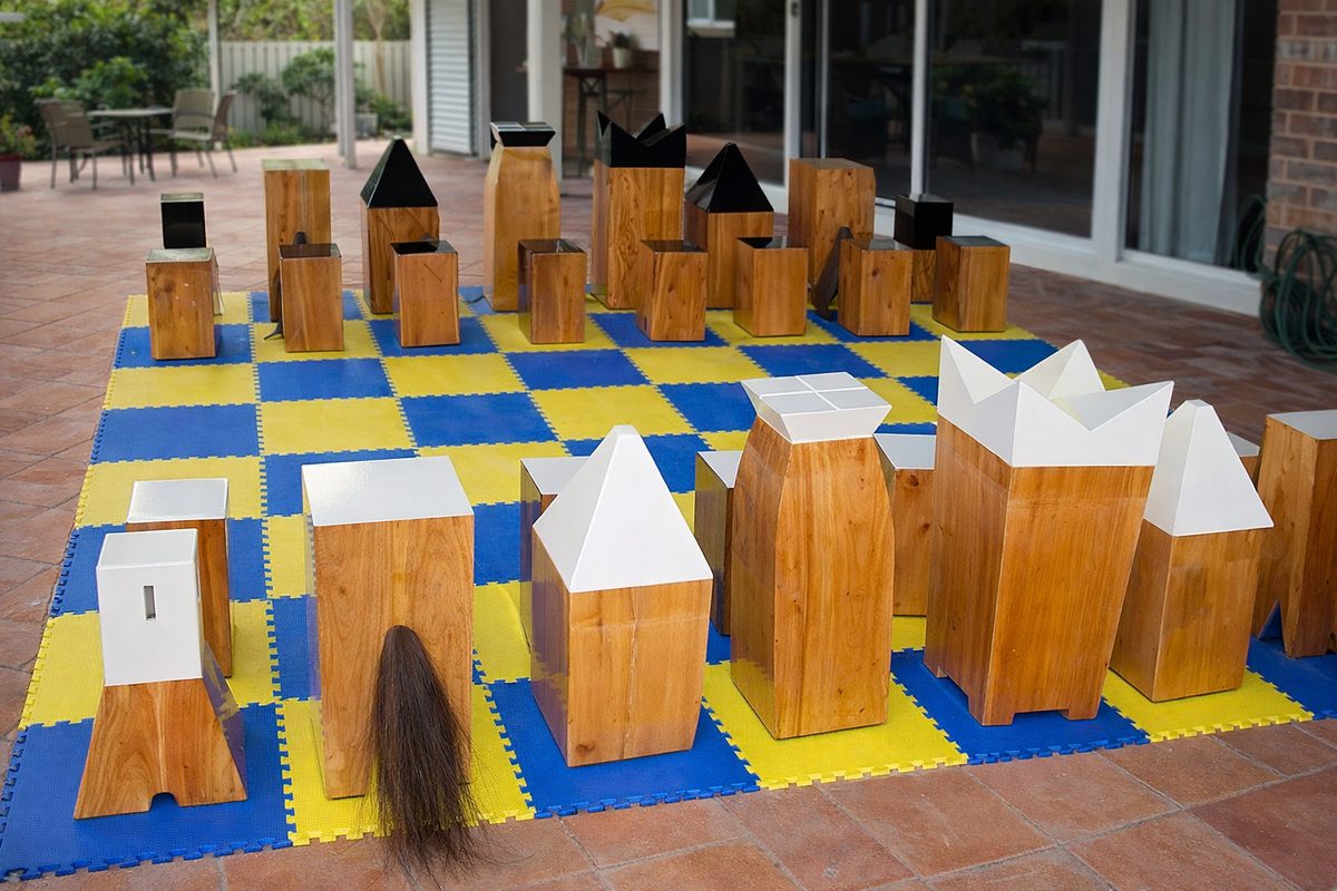 Thumbnail for Block Chess: A Modern Mahogany Masterpiece from GiantChess.com