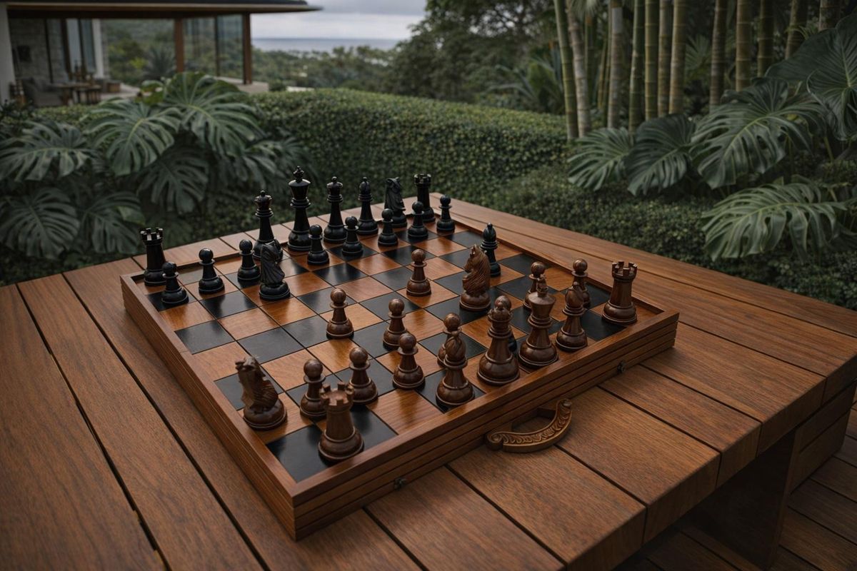 Thumbnail for Checkmate in Paradise_ A Luxury Teak Chess Experience in a Tropical Resort