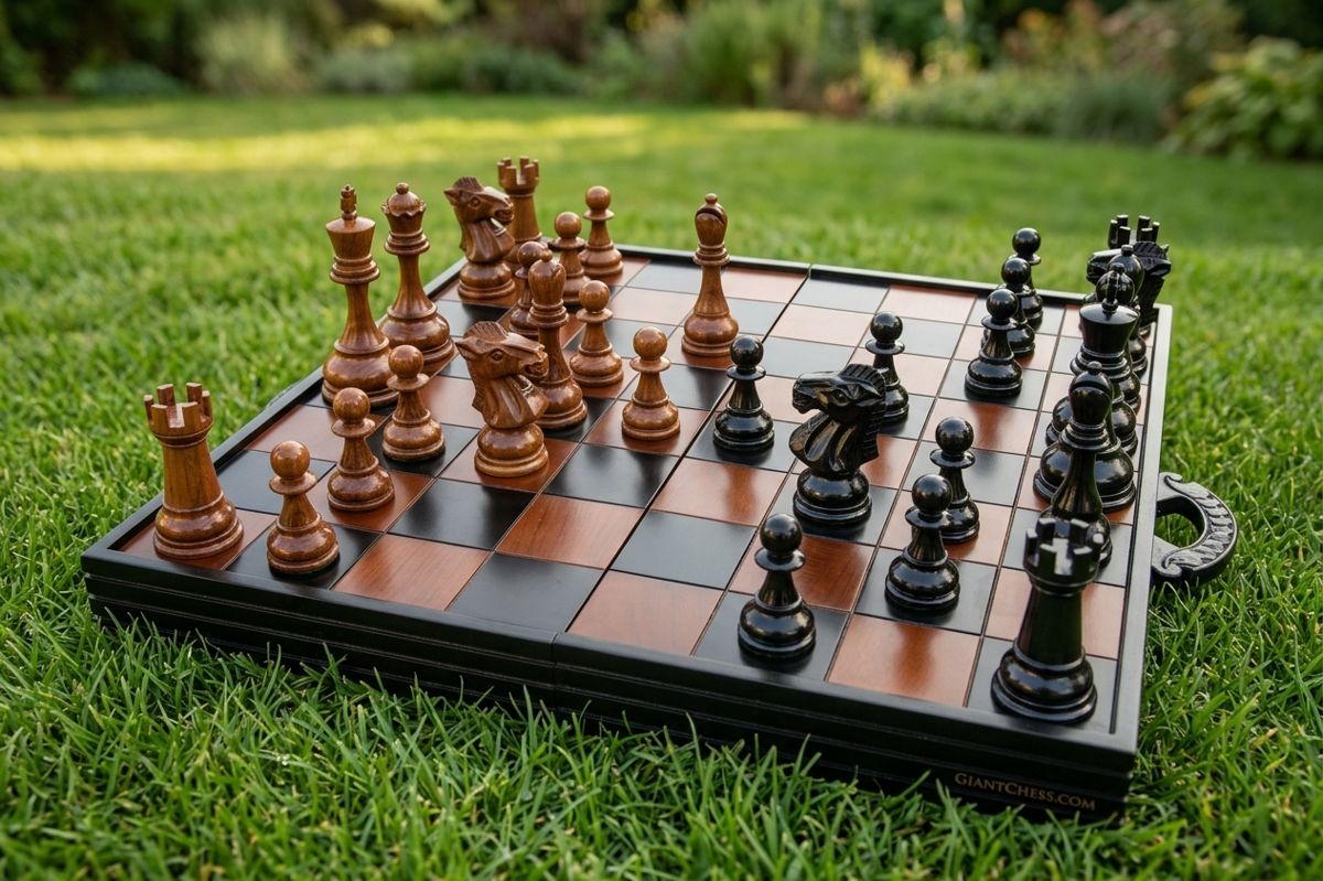 Thumbnail for Elevate Your Game_ The Timeless Elegance of the Handcrafted Teak Suitcase Chess Set