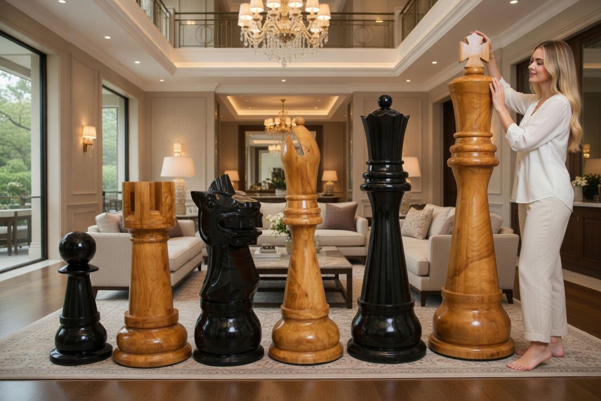 Thumbnail for Giant Teak Wood Chess Set_ A Majestic Statement of Elegance in Luxury Living