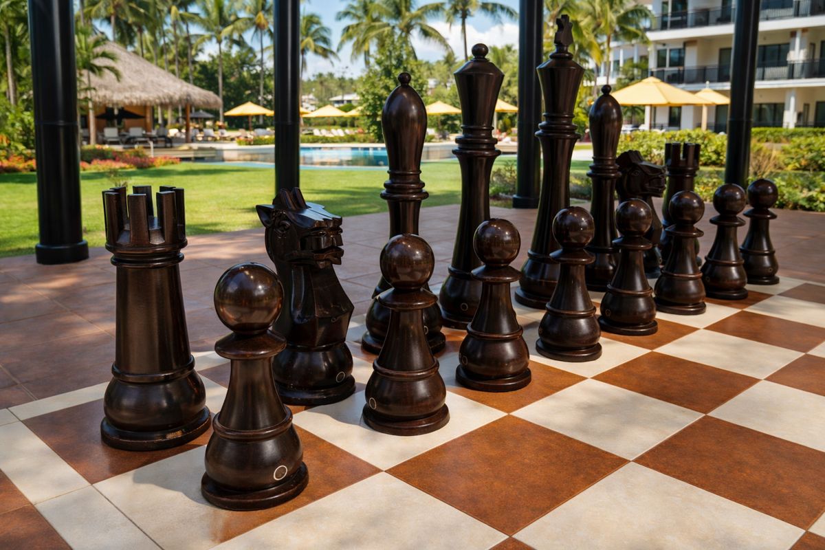 Thumbnail for Majestic Teak Chess at a Tropical Resort