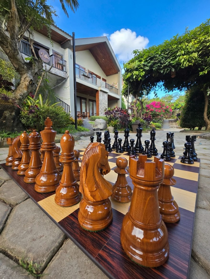 Thumbnail for Serenity and Strategy: Teakwood Chess in a Garden Retreat