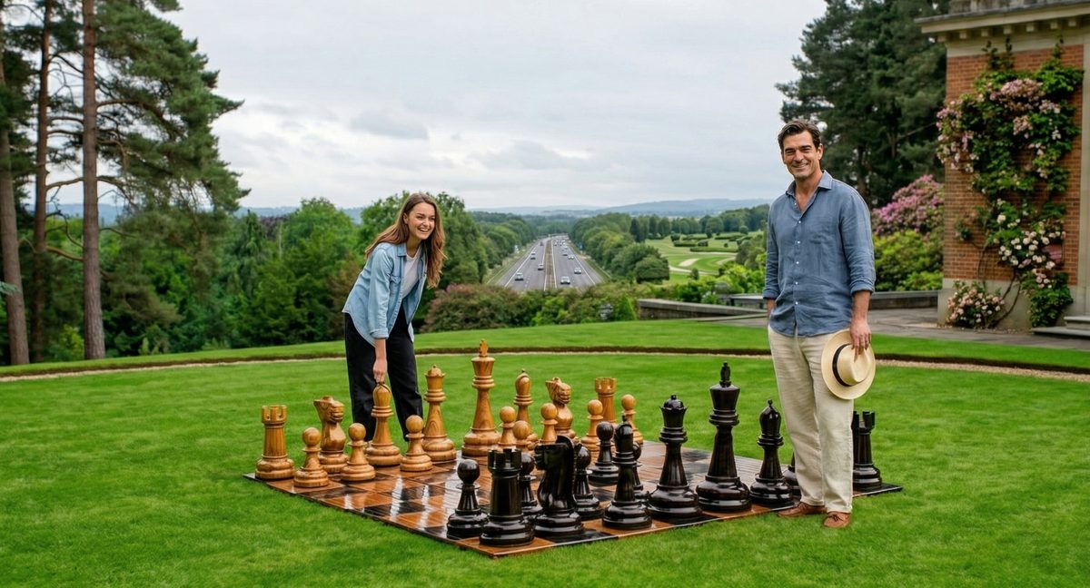Thumbnail for Strategic Serenity: Teak Chess in a Scenic Escape