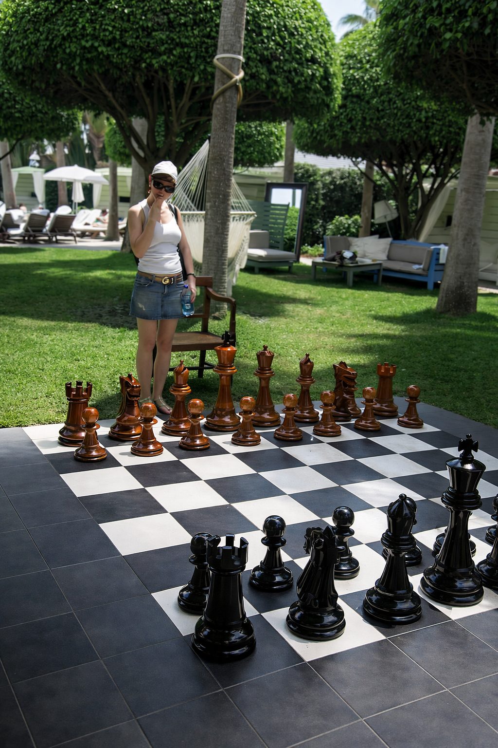Thumbnail for Strategic Serenity: Teak Giant Chess at a Florida Resort