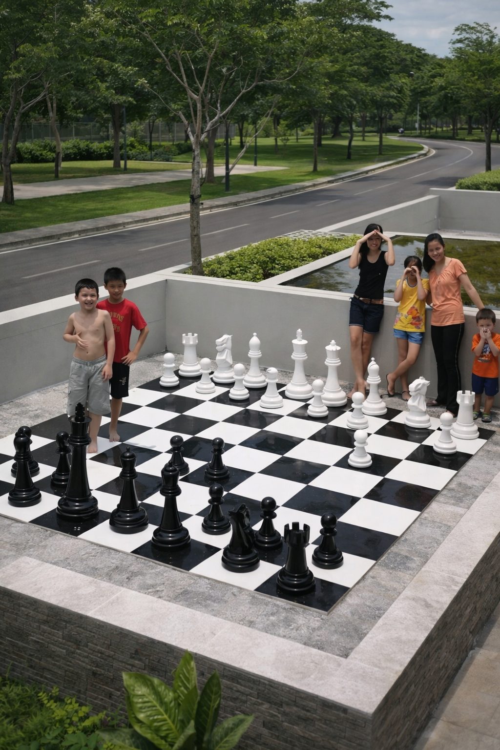 Thumbnail for Teakwood Giant Chess: A Bold Statement in Black and White