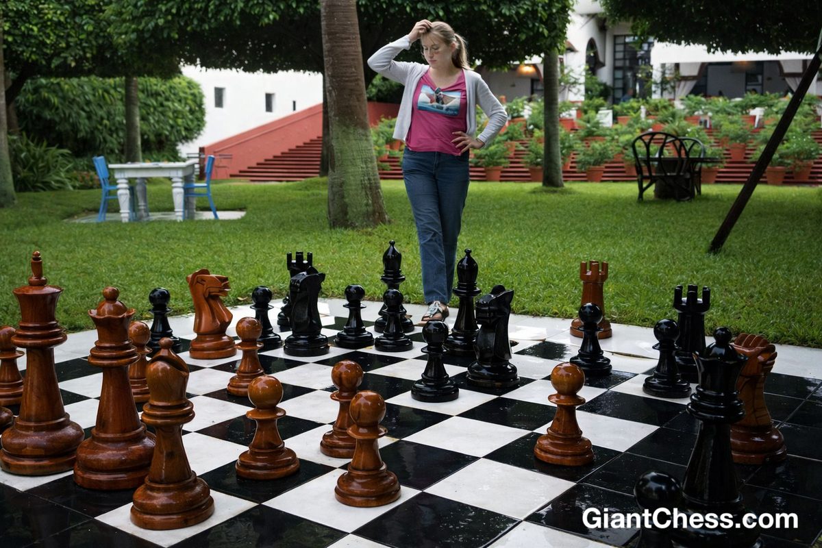 Thumbnail for Teakwood Giant Chess: A Game of Grandeur in the Garden