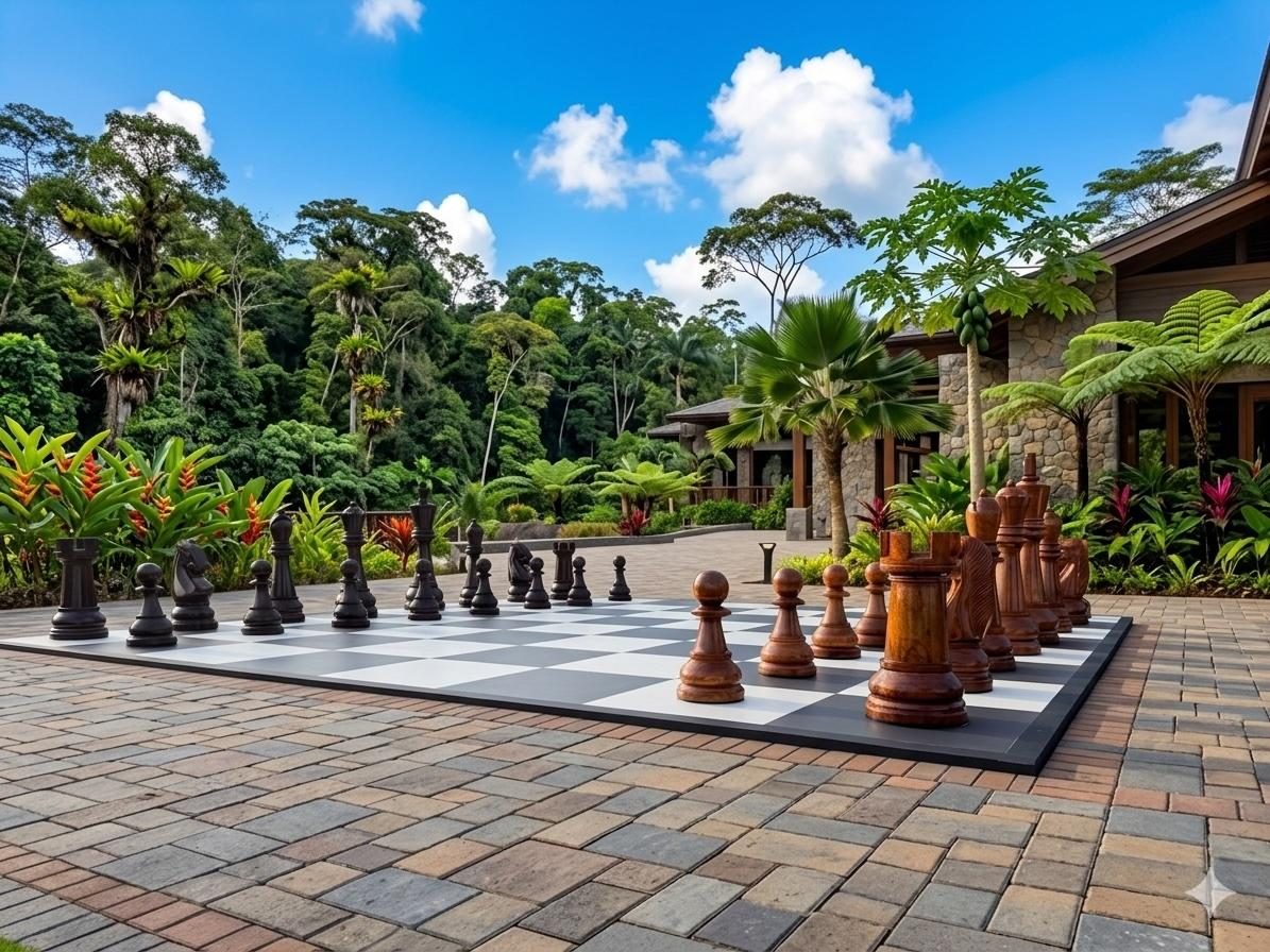 Thumbnail for The Art of Leisure: Giant Teak Chess in Tropical Paradise