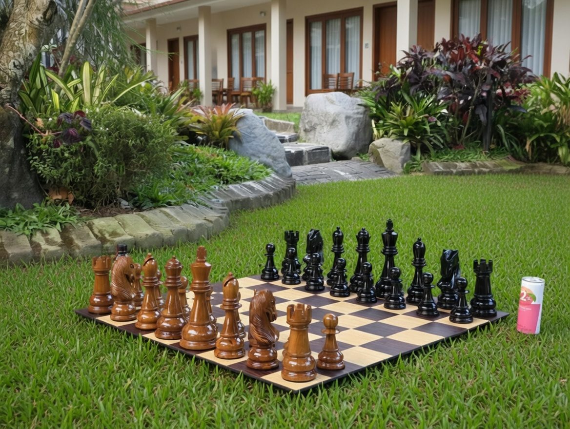 Thumbnail for The Art of Outdoor Strategy: Teakwood Chess on the Lawn