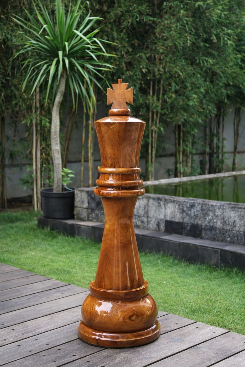 Thumbnail for The Elegance of a Giant Teak Wood Chess King in Outdoor Living Spaces