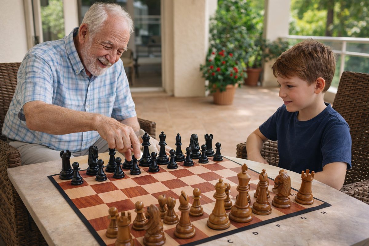 Thumbnail for Timeless Bond Over Teakwood Chess